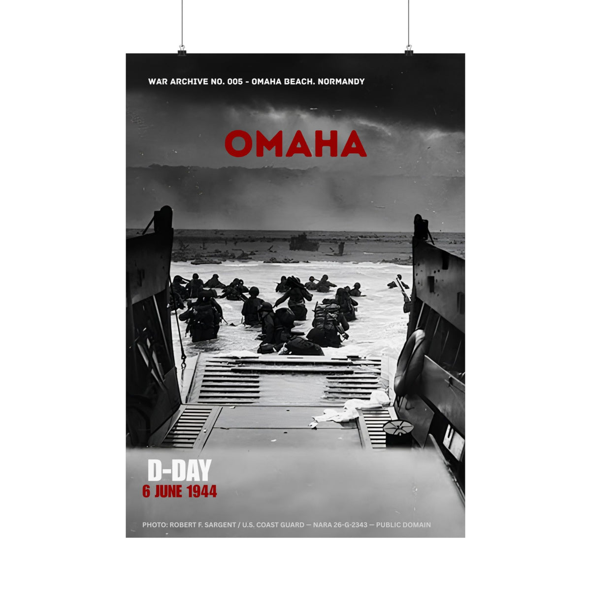 Omaha Beach — D-Day INTO THE JAWS OF DEATH | WWII Matte Poster | 28 × 40″ | WAR ARCHIVE 005